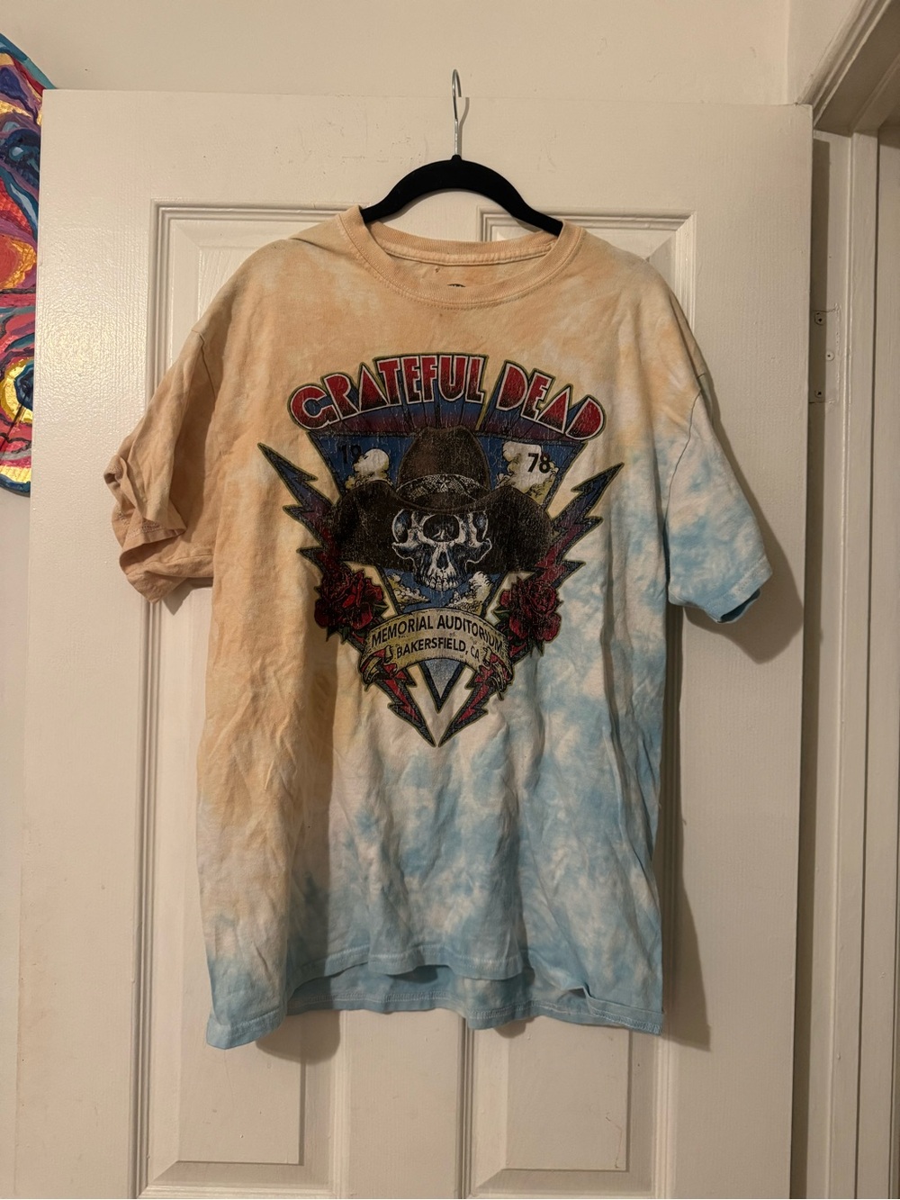 Vintage Grateful Dead Stealie/ Skeleton Rose Tie-Dye Short Sleeve Rock Band Tee
